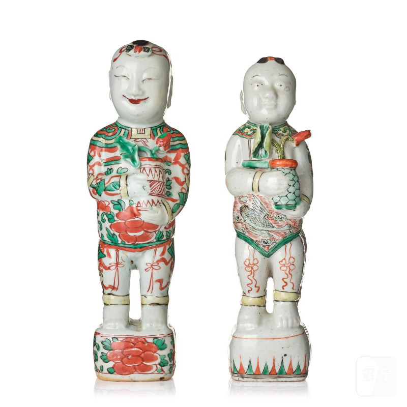 Two famille verte figures of 'boys',